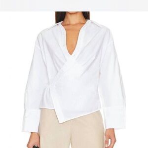 A.L.C. White Asymmetric Wrap Button-Down Shirt